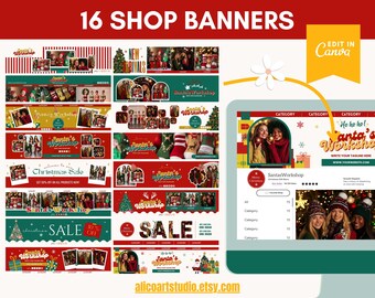 Christmas Shop Banner Templates: Festive Etsy Store Kit (Canva Editable)