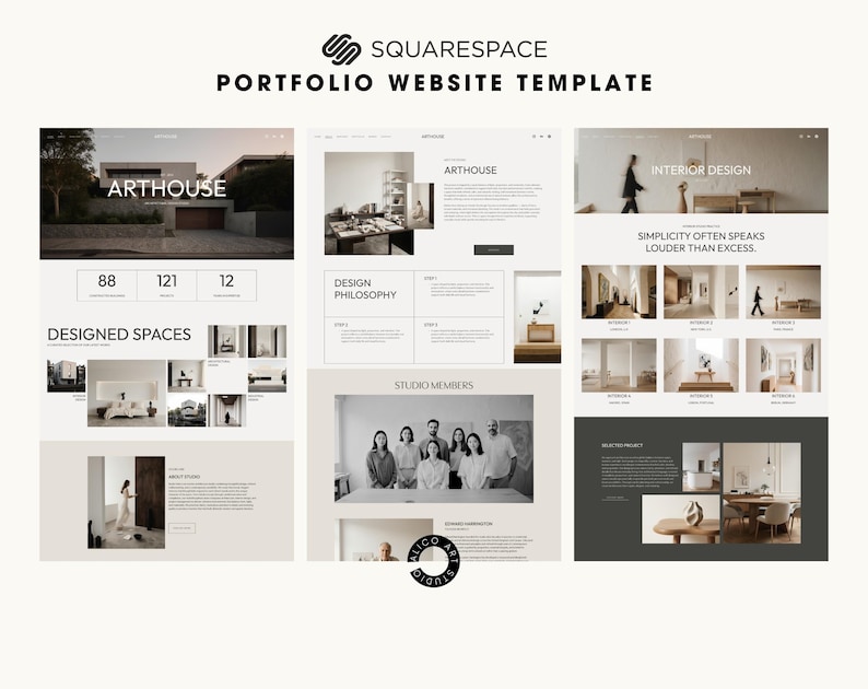 Squarespace 7.1 Architecture Portfolio Website Template | Minimal Interior Studio Website | Editorial Design for Architects & Designers