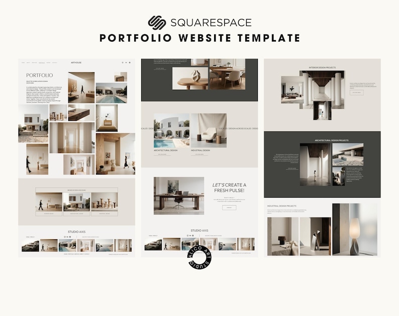 Squarespace 7.1 Architecture Portfolio Website Template | Minimal Interior Studio Website | Editorial Design for Architects & Designers