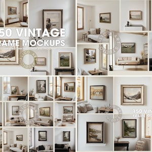 Vintage Frame Mockup Bundle, 150 Rustic Wall Frame Mockup, Classical Frames, Antique Poster Mockup, Old Frame Mockups, Psd, Photopea Mockups
