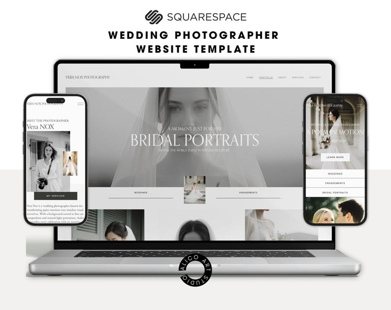 Squarespace Wedding Photographer Website Template, Modern Portfolio Theme, Elegant Creative Studio Website Design