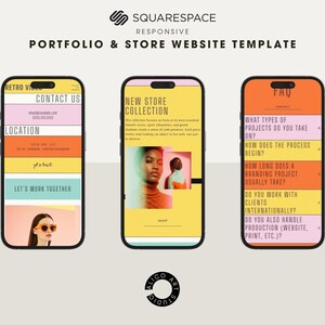 Squarespace Portfolio & Online Store Website Template for Creative Designers, Photographers, Artists | Retro Colorful Customizable Website