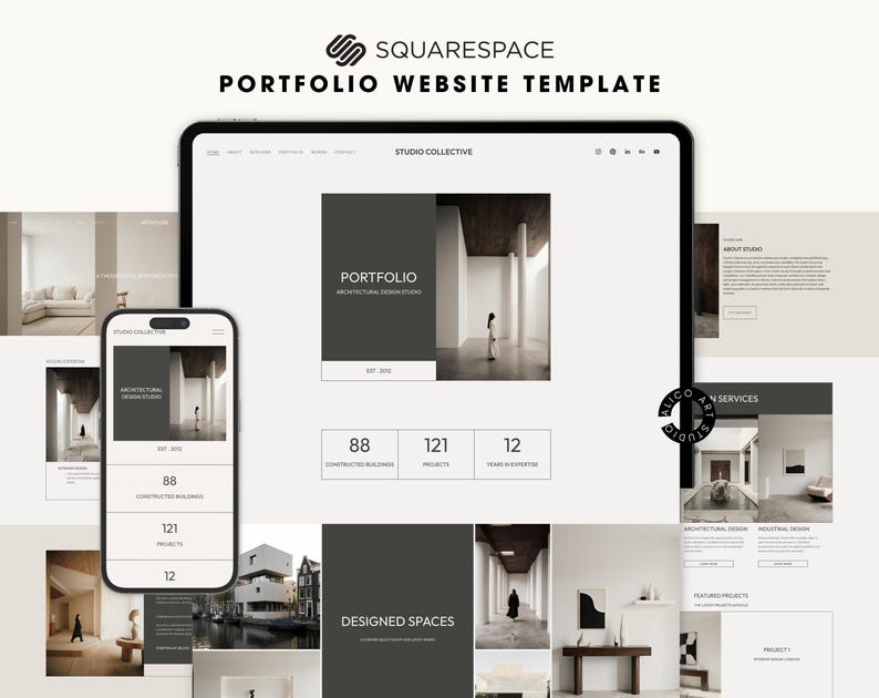 Squarespace Portfolio Website Template, Architecture Studio Website