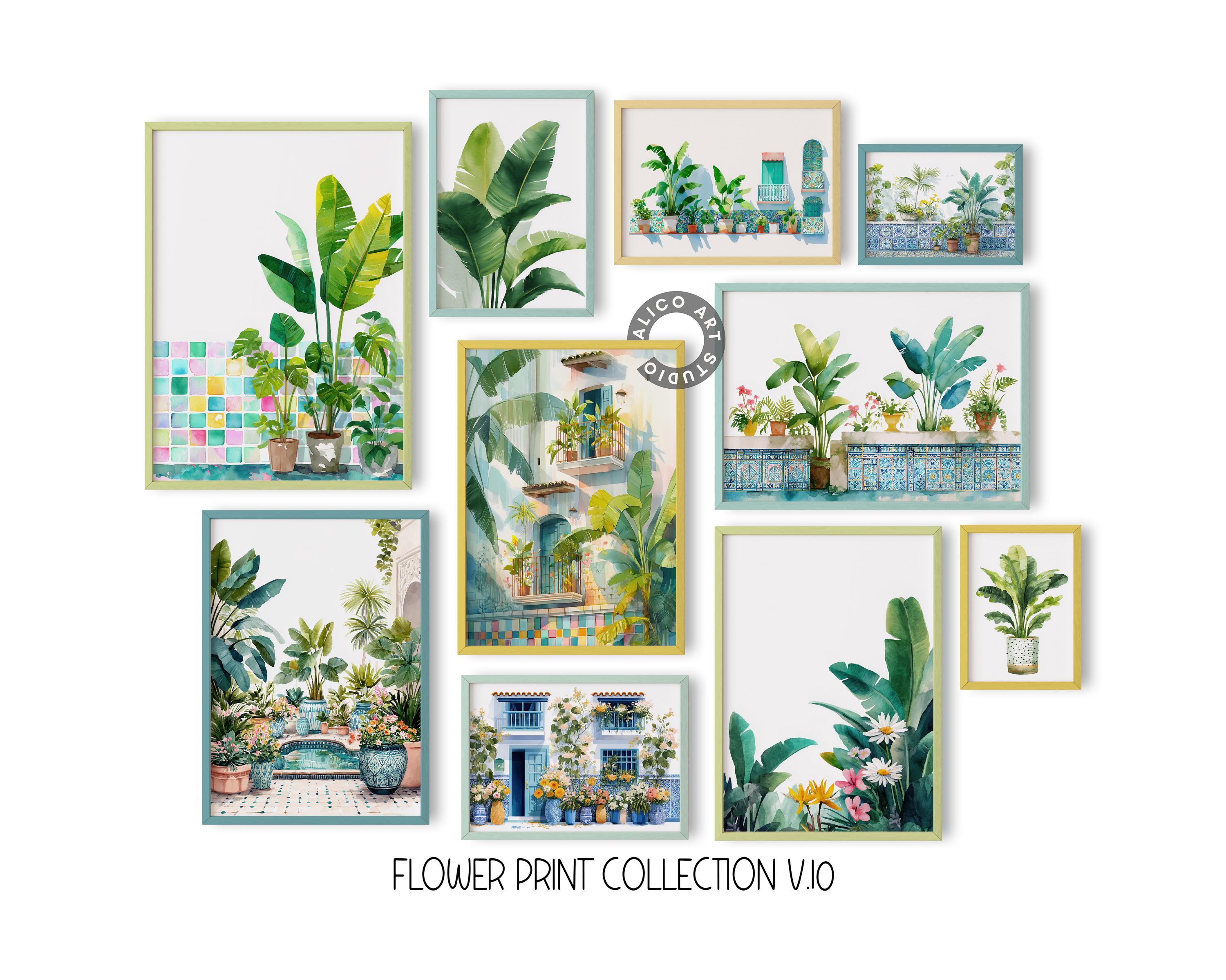 Tropische Pflanzen Drucke Set: Mediterrane Balkon Kunst (Digitaler Download, Set mit 10 Drucken