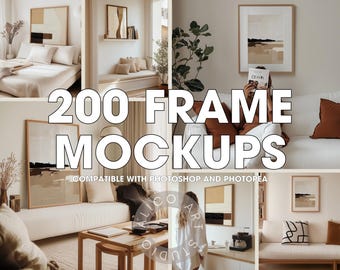Frame Mockup Bundle: 200 PSD Interior Mockups für die Wandkunst