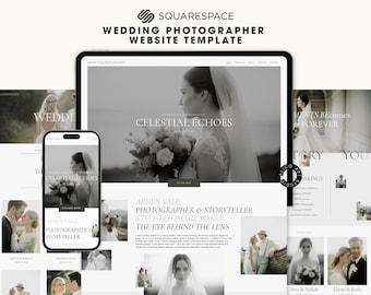 Plantilla de sitio web para fotógrafos de bodas de Squarespace, diseño de portafolios editoriales y de bellas artes para fotógrafos, sitio web para estudios de interiores