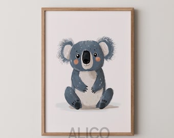 Sweet Koala Artwork, Cute Animal Poster, Digital Download Print, Nursery Wall Art, Kids Room Decor, Koala Baby Room Decor, Minimal Fun Print