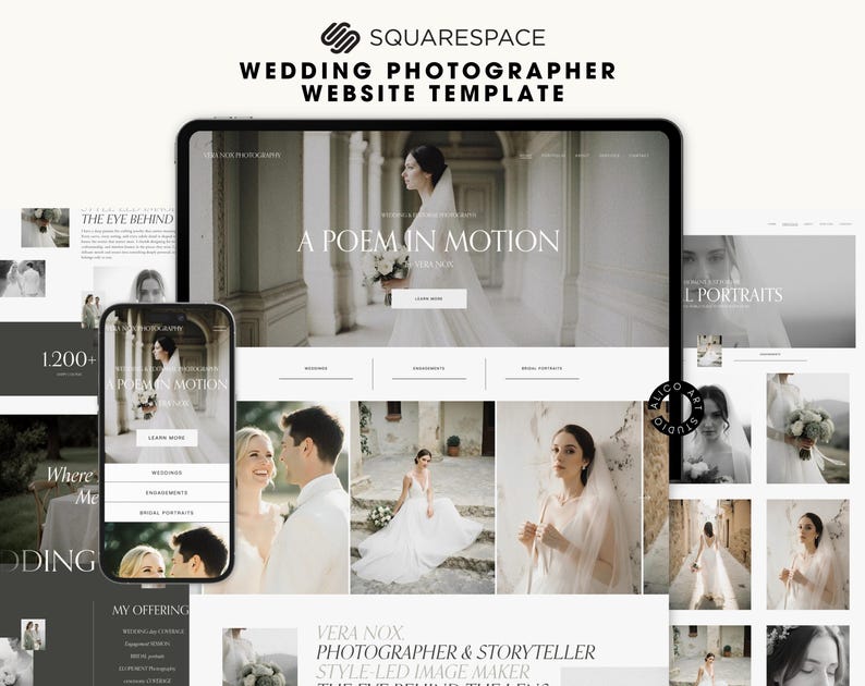 Squarespace Wedding Photographer Website Template, Modern Portfolio