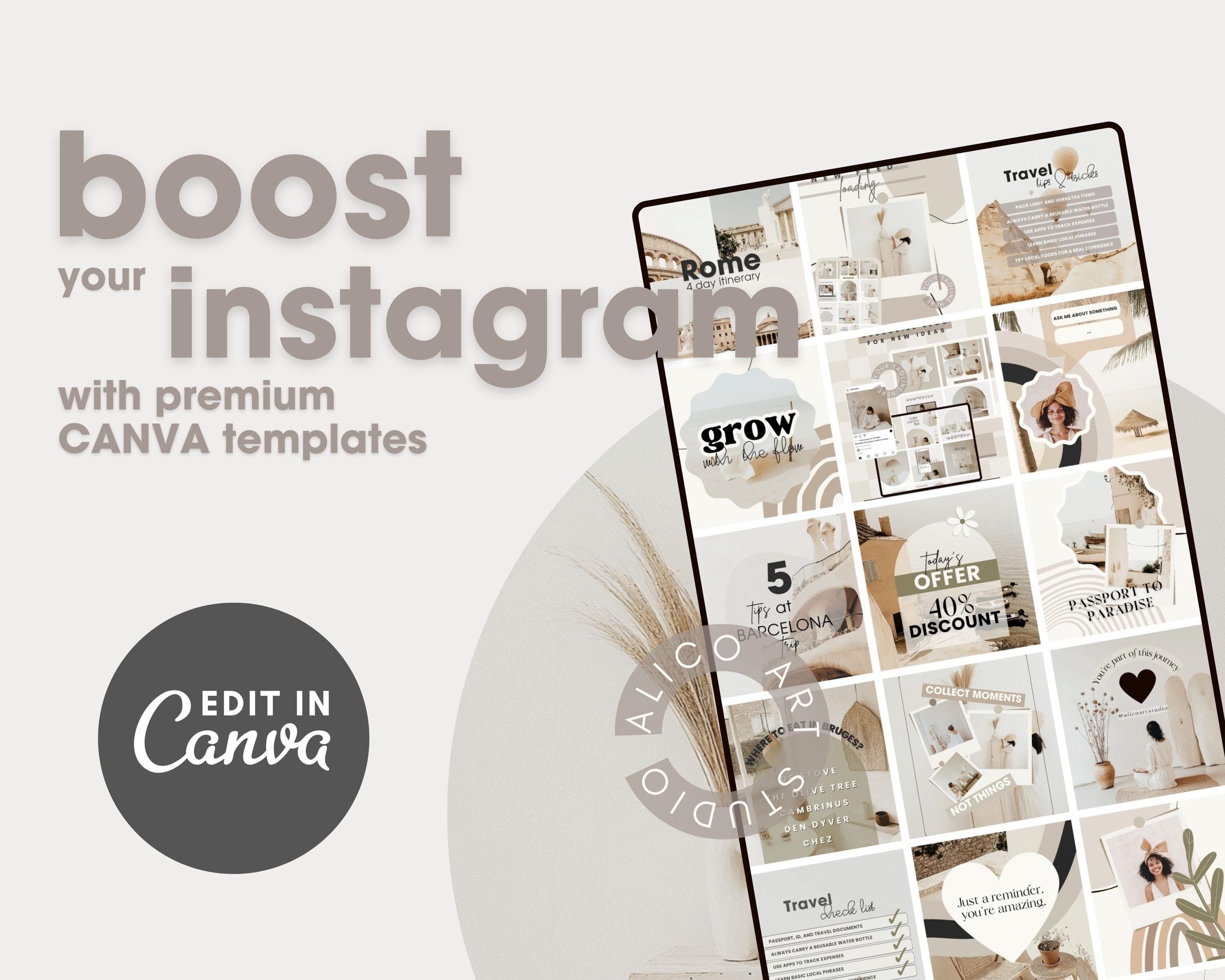 100 Boho Instagram Templates: Canva Social Media Kit - Etsy
