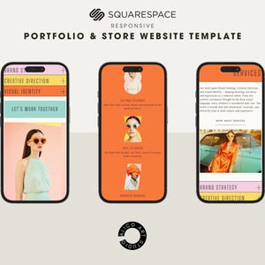 Squarespace Portfolio & Online Store Website Template for Creative Designers, Photographers, Artists | Retro Colorful Customizable Website