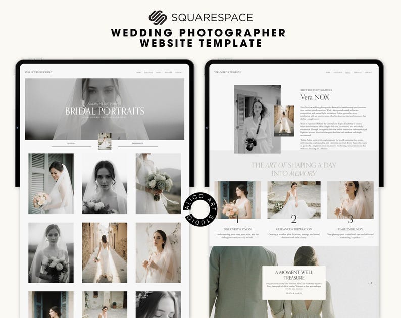 Squarespace Wedding Photographer Website Template, Modern Portfolio Theme, Elegant Creative Studio Website Design