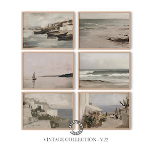 Vintage Coastal Print Set: Antique Seaside Paintings (Digital Download V.22)