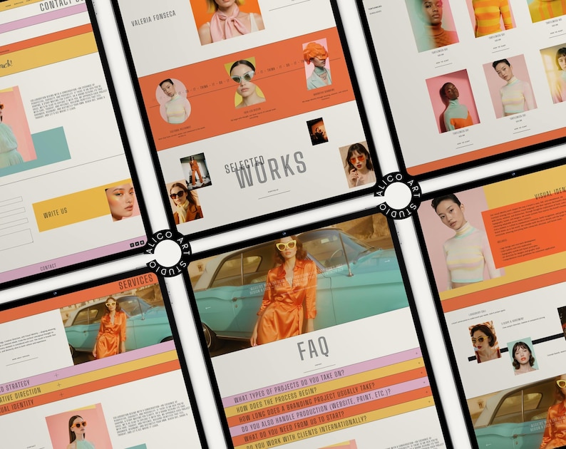 Squarespace Portfolio & Online Store Website Template for Creative Designers, Photographers, Artists | Retro Colorful Customizable Website