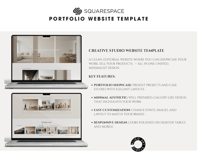 Squarespace 7.1 Architecture Portfolio Website Template | Minimal Interior Studio Website | Editorial Design for Architects & Designers