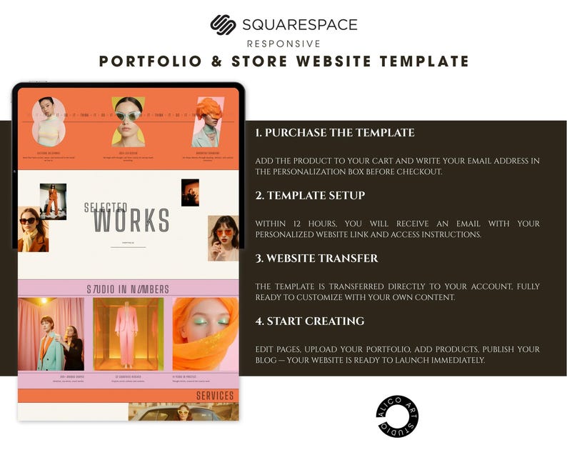 Squarespace Portfolio & Online Store Website Template for Creative Designers, Photographers, Artists | Retro Colorful Customizable Website