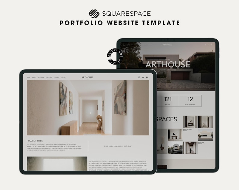 Squarespace 7.1 Architecture Portfolio Website Template | Minimal Interior Studio Website | Editorial Design for Architects & Designers