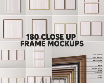 Rahmen Mockup Bundle: Holz & Metallrahmen, Vertikal, Horizontal, Quadratisch (PSD)