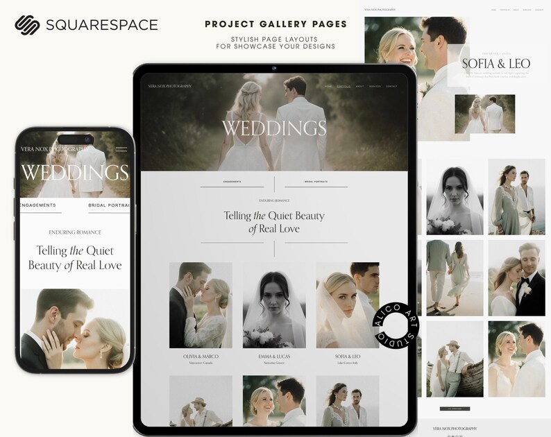 Squarespace Wedding Photographer Website Template, Modern Portfolio Theme, Elegant Creative Studio Website Design