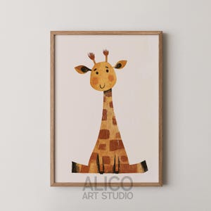 Minimales lustiges Giraffen-Kinderzimmer-Poster, Boho-Tierdruck, Safari-Babyzimmerdekor, Giraffen-Kunstdruck, einfache Zeichnung spielerisches Kunstwerk, A3, A2
