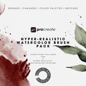 Pacchetto di pennelli per acquerelli Procreate, oltre 250 pennelli per acquerelli, pacchetto realistico Procreate, kit per pittura ad acquerello, tavolozze, texture di carta