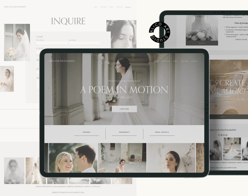 Squarespace Wedding Photographer Website Template, Modern Portfolio Theme, Elegant Creative Studio Website Design