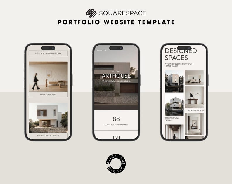 Squarespace 7.1 Architecture Portfolio Website Template | Minimal Interior Studio Website | Editorial Design for Architects & Designers