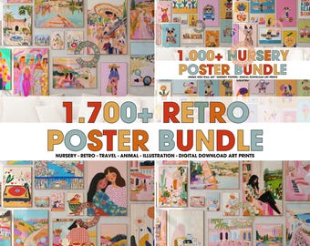 1700+ Retro Illustration Poster Bundle: Eclectic Wall Art (Digital Download)