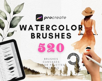 Procreate Watercolor Brush Pack: 250+ Wet Painting Brushes (Digital Download)