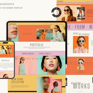 Squarespace Portfolio & Online Store Website Template for Creative Designers, Photographers, Artists | Retro Colorful Customizable Website