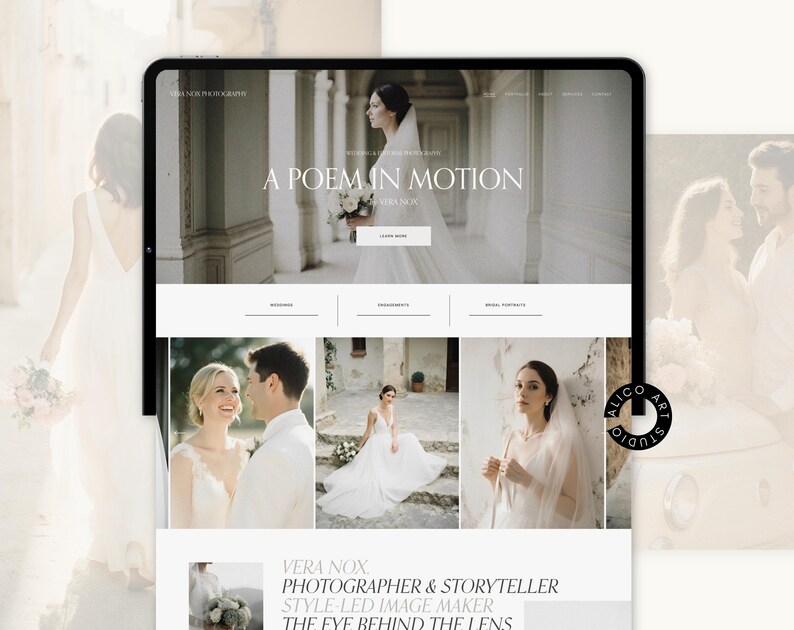 Squarespace Wedding Photographer Website Template, Modern Portfolio Theme, Elegant Creative Studio Website Design