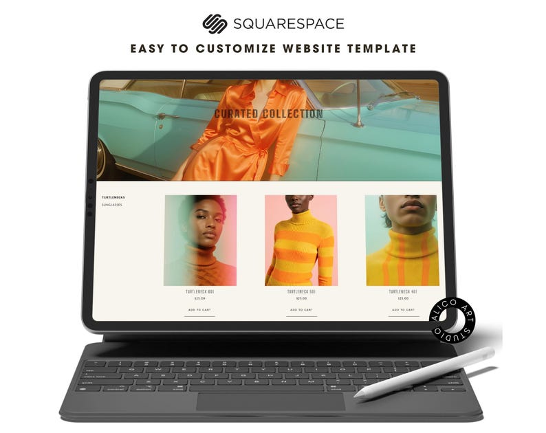 Squarespace Portfolio & Online Store Website Template for Creative Designers, Photographers, Artists | Retro Colorful Customizable Website