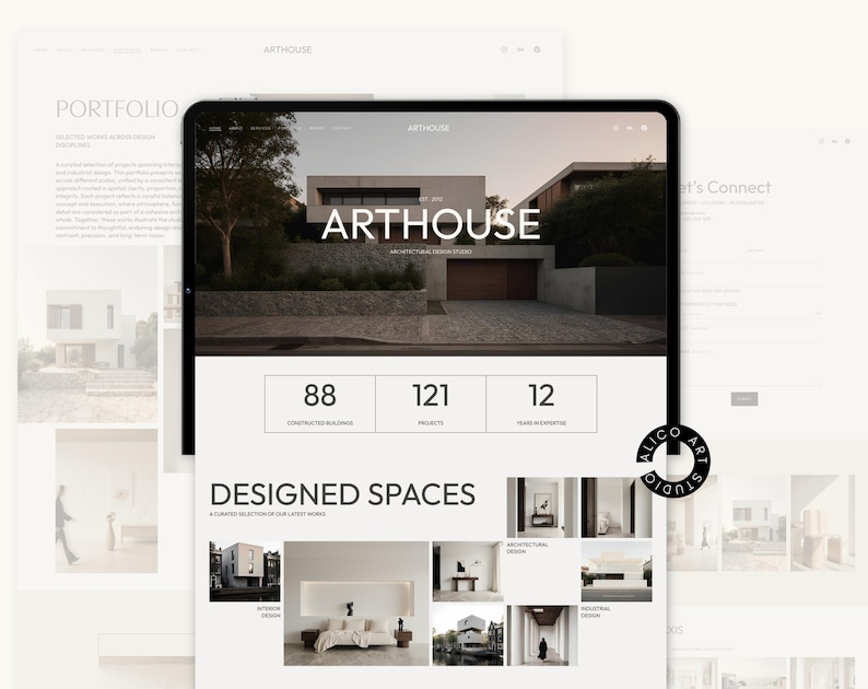 Squarespace 7.1 Architecture Portfolio Website Template | Minimal Interior Studio Website | Editorial Design for Architects & Designers
