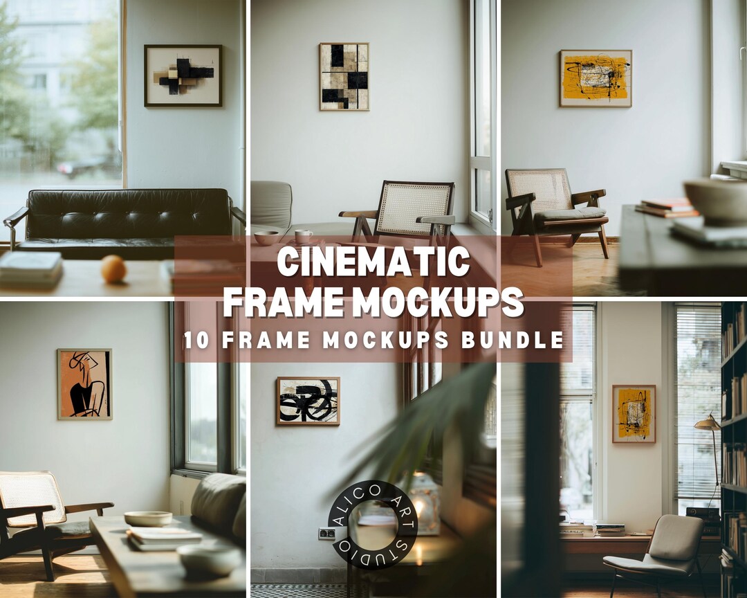 Scene Frame Cinematic Frame Mockups – 10 PSD Interior Scenes for Wall Art, Interior ...