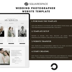 Squarespace Wedding Photographer Website Template, Modern Portfolio Theme, Elegant Creative Studio Website Design