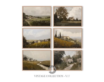 Vintage Country Landscape Art Print Set: Rustic Farmhouse Gallery Wall (Digital Download V.17)