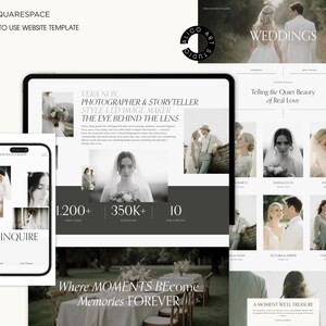 Squarespace Wedding Photographer Website Template, Modern Portfolio Theme, Elegant Creative Studio Website Design