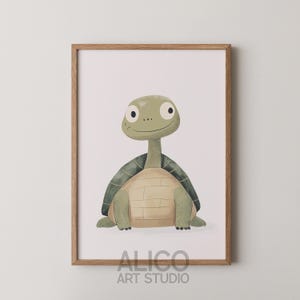 Piccola tartaruga per la cameretta dei bambini, poster per bambini con animali dolci, stampa di tartaruga, decorazione per neonati, decorazione con animali scarabocchiati, poster per la cameretta dei bambini