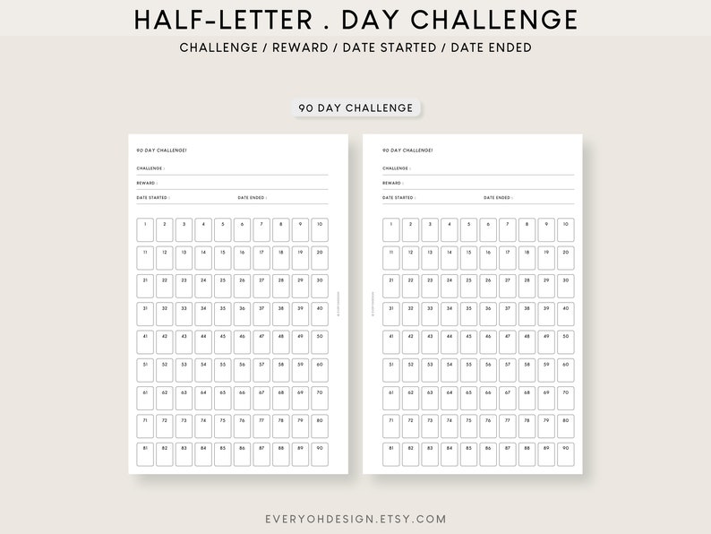 30 Day Challenge Printable Bundle 90 Day Tracker Template 30 Day ...