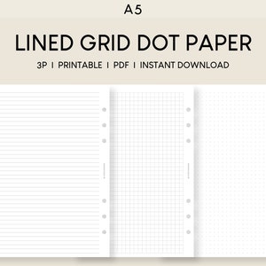 Printable Lined Dot Grid A5 Note | Blank Paper | Bullet Journal Dot Paper | A5 Planner Inserts | Study Blank Note Prints For Students |