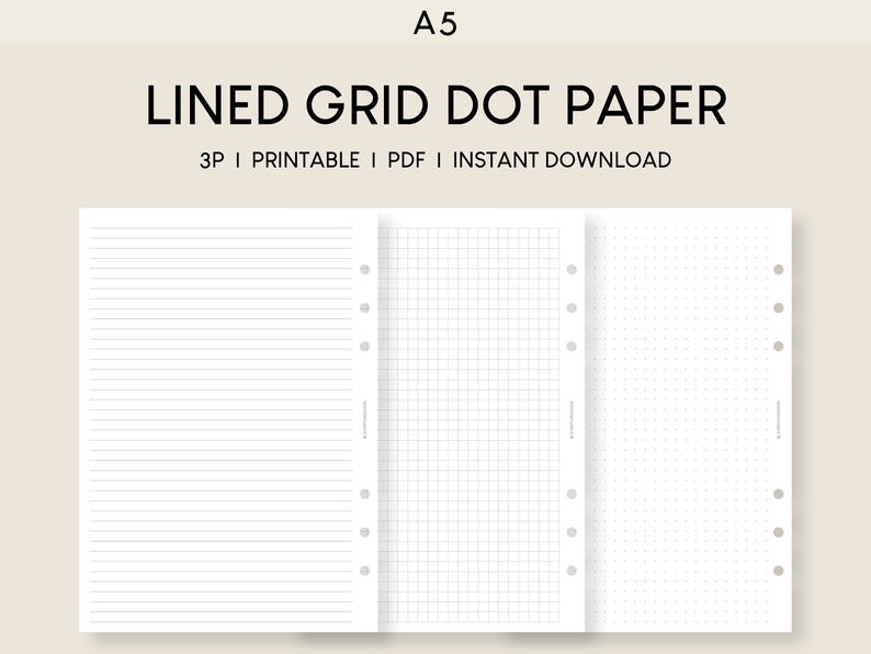 Printable Lined Dot Grid A5 Note Blank Paper Bullet Journal Dot Paper ...