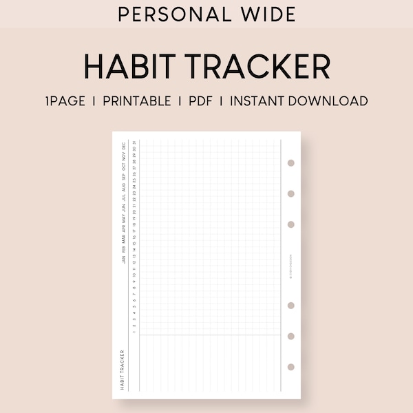 Personal Wide Habit Tracker Printable Inserts | Morning Routine Tracking | Self-care Management Template |  Monthly Goal Challenge Planner