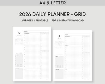 2026 Daily Planner Printable: A4 & Letter, 365 Day Diary (PDF)
