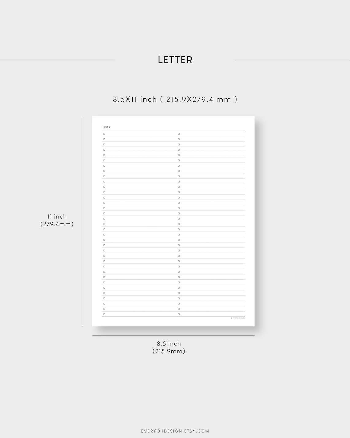 A4 & Letter Blank Lists Printable Planner Minimalist 2 Columns ...