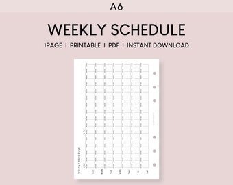 A6 Weekly Schedule Planner Inserts: 10-Minute Blocks (Printable PDF)