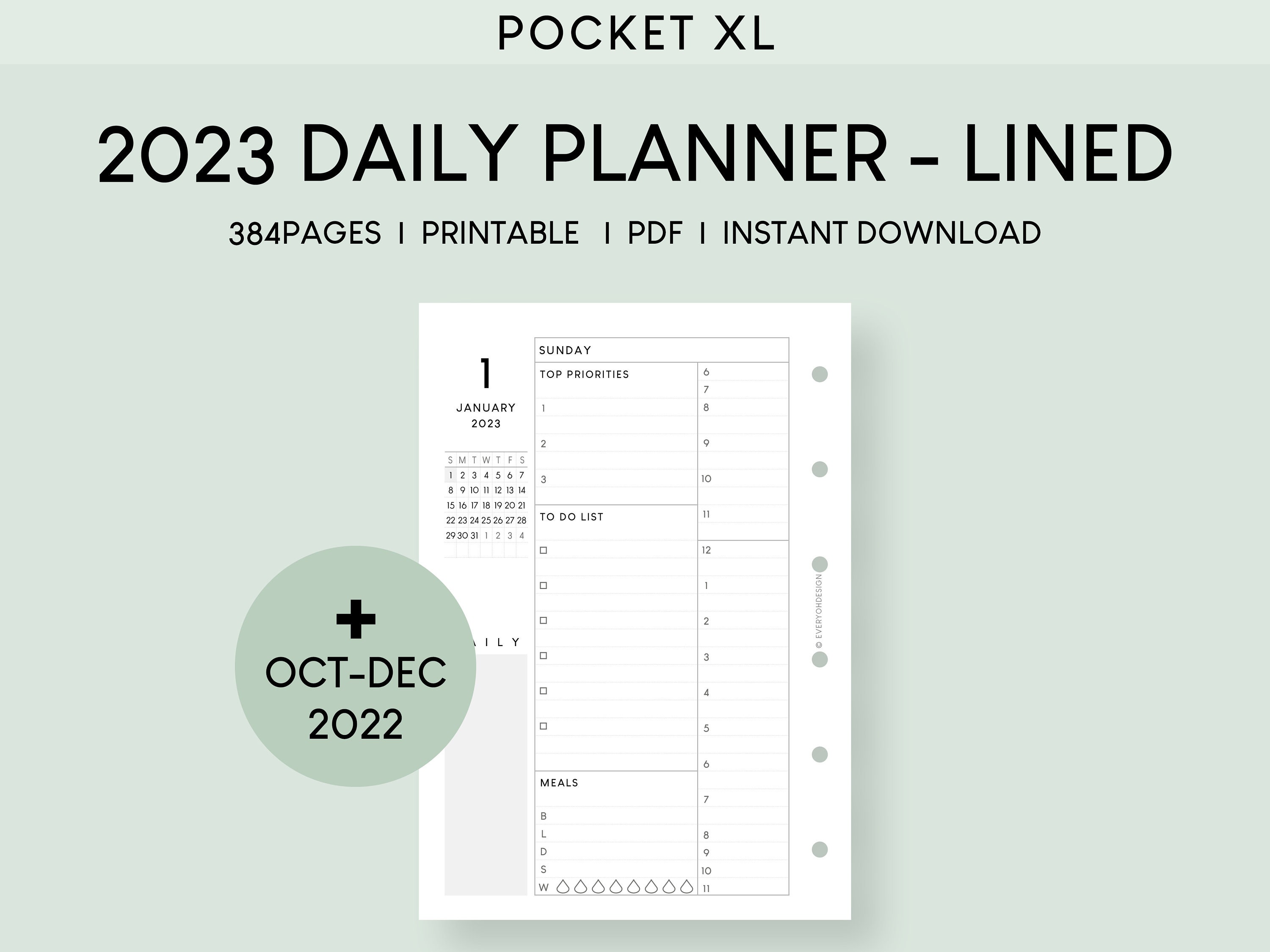 2023 Daily Planner With Calendar Pocket Plusxl Printable - Etsy