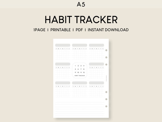 A5 Habit Tracker Printable Inserts Blank Calendar Type - Etsy