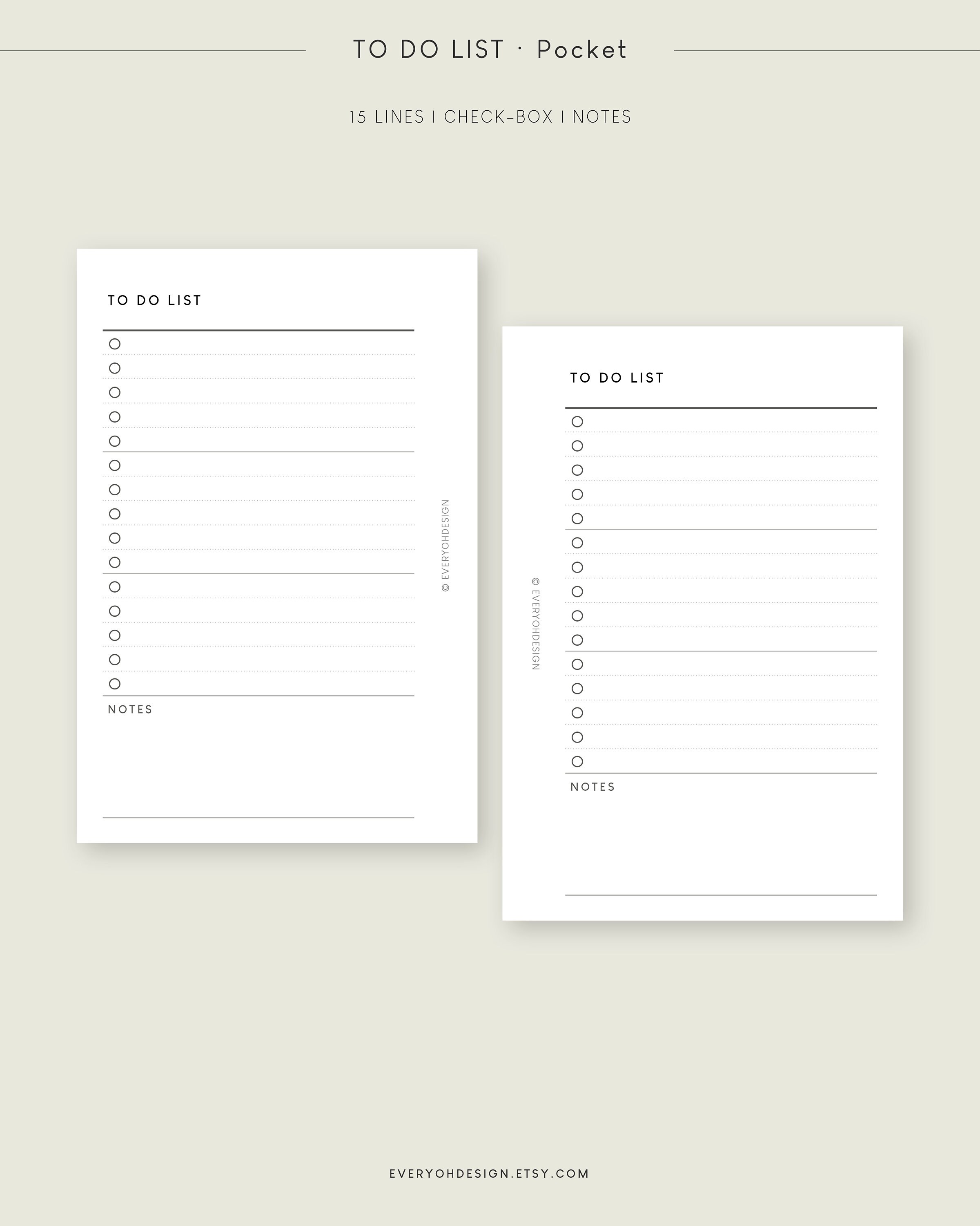 Pocket To-do List Printable Inserts Editable to Do List Template ...