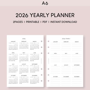 2026 Jahresplaner Druckbare Einlage: Minimalistisches Design (PDF)