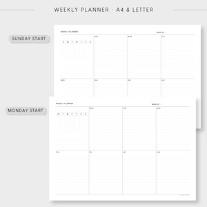 Undated Weekly With Calendar Printable Planner | A4 & Letter ...