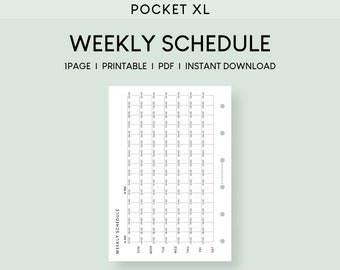Pocket Plus Weekly Schedule Printable Insert: Horizontal Hourly Timetable (PDF)